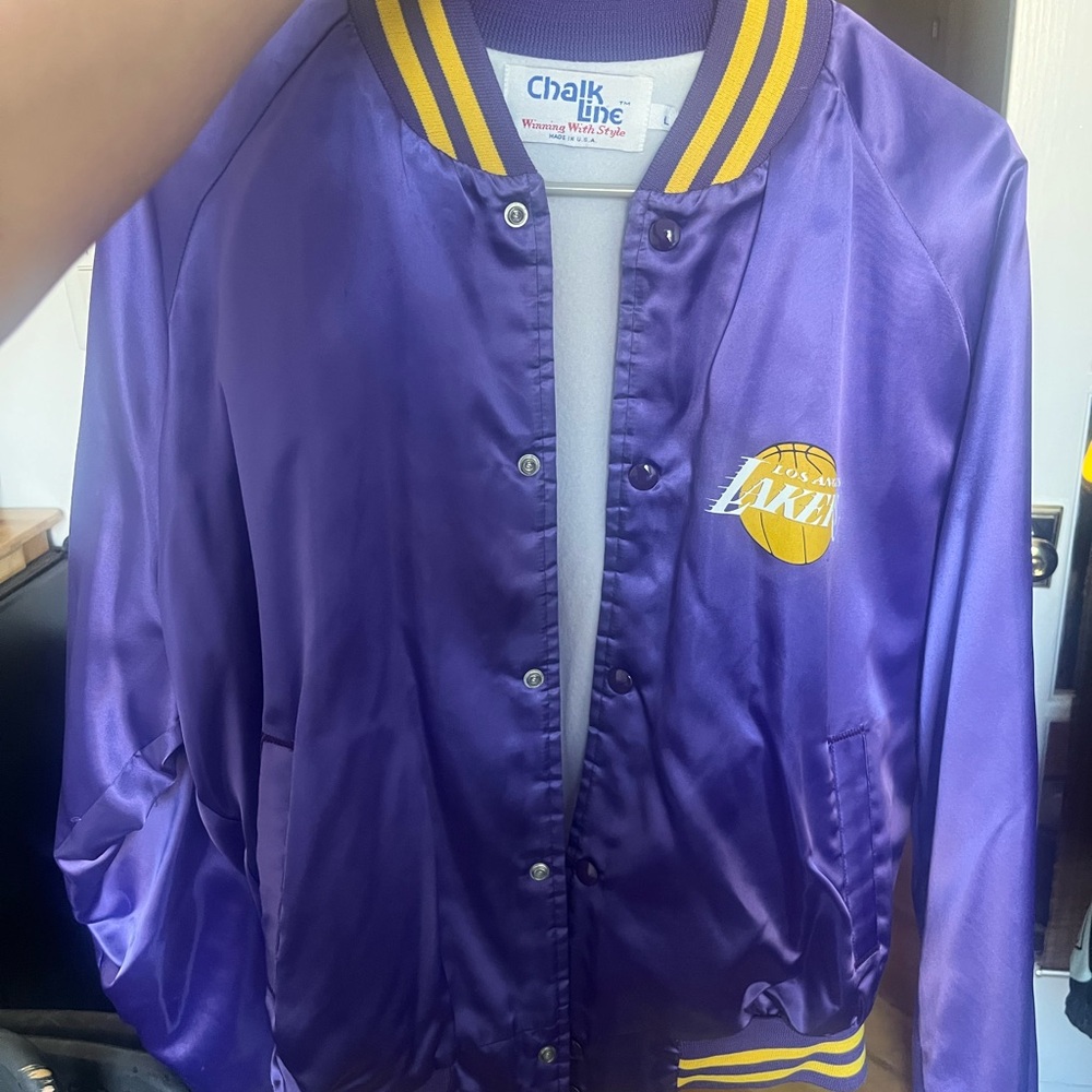 Chalk Line Los Angeles Lakers Satin Bomber Jacket in Purple